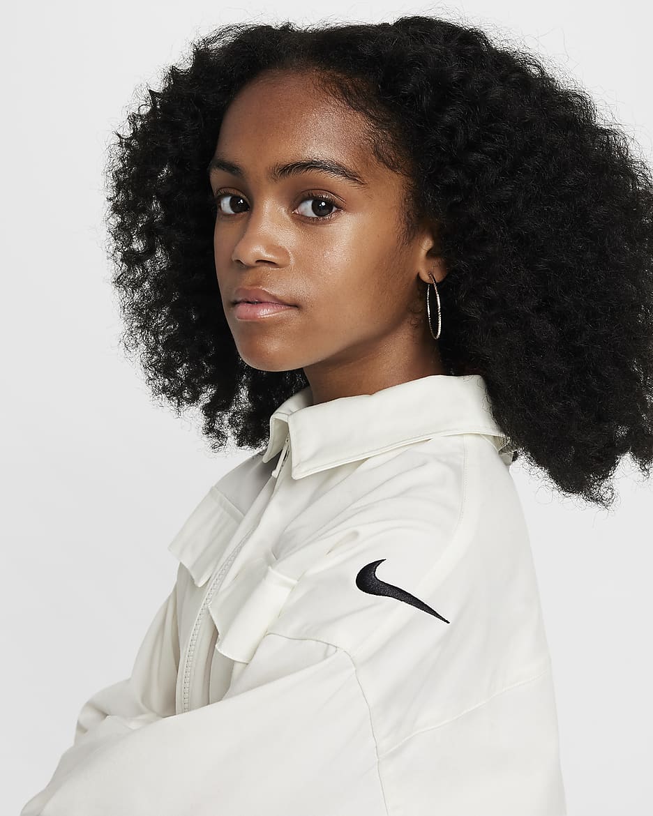 Nike Sportswear Girls Jacket White Cotton Polyester Elastane